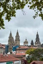 View of the city and Cathedral of Santiago de Compostela Cathedral of Saint James from the Alameda Park. Vertical shot