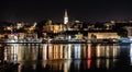 View of the city center of Belgrade at night. Royalty Free Stock Photo