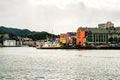 View of city center of Kristiansund, Norway during the cloudy day