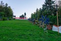 View of the city center with the monument to Kotovsky. September 5, 2021 Hincesti Moldova