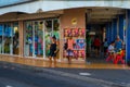 View on the City center in Papeete, French Polynesia full of people and colors.