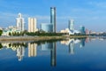 View of city center skyline and Iset river. Yekaterinburg. Russia Royalty Free Stock Photo