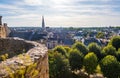 View of city from the Chateau de Chateaubriant castle in France