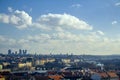 View of the city and city streets, architecture and roofs houses from above. Prague Royalty Free Stock Photo