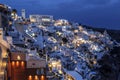 View of the city of Fira at night, Santorini