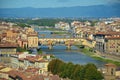 View of the city of Florence, Italy, with the bridges over the Arno river