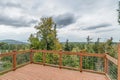 View of the city and forest from the deck of a residential home Bellingham Washington Pacific Northwest