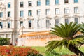 View of the city fountain, Barcelona, Spain. Copy space for text.