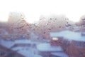 View of the city through the frosted window, blurred background Royalty Free Stock Photo
