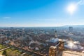 View of Graz City from castle hill Schlossberg, Travel destination Royalty Free Stock Photo