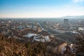 View of Graz City from castle hill Schlossberg, Travel destination Royalty Free Stock Photo