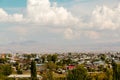 View of the city of Gyumri against the backdrop of the mountains, Armenia