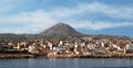 View of the city of Heraklion and Mount Juktas Sleeping Zeus Mountain, Greece, Crete Royalty Free Stock Photo