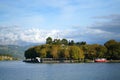 View of the city of Ioannina in Greece and the Pamvotida lake of Ioannina Royalty Free Stock Photo