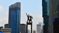 View of the city of Jakarta from a height monument selamat datang