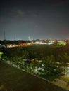 view of the city of Kediri at night, accompanied by street and house lights. Royalty Free Stock Photo