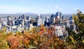 The view of the city from the Kondiaronk Belvedere Mount Royal. Royalty Free Stock Photo