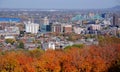 The view of the city from the Kondiaronk Belvedere Mount Royal. Royalty Free Stock Photo