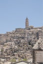 View of the city of Matera in Italy and the typical stones or Sa