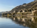 View of the city of Montreux Muchtern on the shores of Lake Geneva and at the foot of the Vaud Alps mountain massif, Switzerland Royalty Free Stock Photo