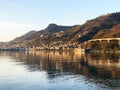 View of the city of Montreux Muchtern on the shores of Lake Geneva and at the foot of the Vaud Alps mountain massif, Switzerland Royalty Free Stock Photo