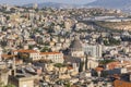 View of city Nazareth with Church of Annunciation and Jesus Trail, Israel