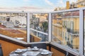 View of the city of Nice, France, on the Mediterranean French Riviera from a rooftop cafe terrace Royalty Free Stock Photo