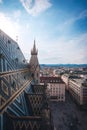 View of the city from the observation deck of St. Stephen`s Cathedral in Vienna, Austria Royalty Free Stock Photo