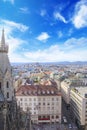 View of the city from the observation deck of St. Stephen`s Cathedral in Vienna, Austria Royalty Free Stock Photo