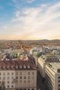 View of the city from the observation deck of St. Stephen`s Cathedral in Vienna, Austria Royalty Free Stock Photo