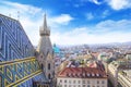 View of the city from the observation deck of St. Stephen`s Cathedral in Vienna, Austria Royalty Free Stock Photo