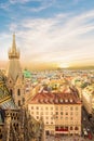 View of the city from the observation deck of St. Stephen`s Cathedral in Vienna, Austria Royalty Free Stock Photo