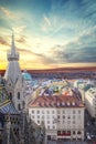 View of the city from the observation deck of St. Stephen`s Cathedral in Vienna, Austria Royalty Free Stock Photo