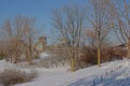 View on the city of Ottawa from the Sjam winter hiking trail along the Ottawa river