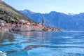 View of city Perast, Kotor bay, Montenegro, Adriatic sea Royalty Free Stock Photo