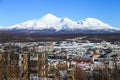 View of the city of Petropavlovsk Kamchatsky and Avachinsky volcano