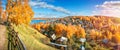 View of the city of Plyos, the Volga River and Mount Levitan