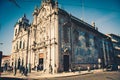 Capela das almas. View of the city of Porto from the banks of the Douro river, facades, terraces and Port