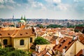 View of the city of Prague with a cloudy sky Royalty Free Stock Photo