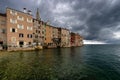 View of the city promenade of the old city of Rovinj. Croatia