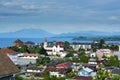 View of the city of Puerto Varas and Llanquihue lake and Osorno volcano (Chile) Royalty Free Stock Photo