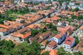 View of the city of Rasnov from a high point in the mountains of Transylvania. Romania Royalty Free Stock Photo