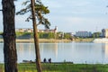 The view of the city from the river. Berdsk, the Berd ` river, S Royalty Free Stock Photo