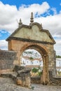 View of the city Ronda and the old stone gate. Spain, Andalusia Royalty Free Stock Photo