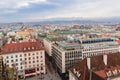 View of city, roofs of houses and skyline mountains Alps from St. Stephen`s Cathedral, Vienna, Austria Royalty Free Stock Photo