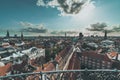 View on the city from the rooftop, Copenhagen cityscape