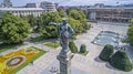 View of the city of Ruse Downtown from Above. Monument of Liberty.