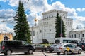 Russia, Yaroslavl, July 2020. Traffic flow on the central street of the city.