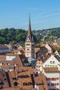 View of the city of Schaffhausen at the end of summer