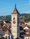 View of the city of Schaffhausen at the end of summer